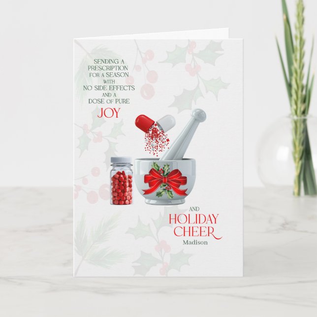 Cartão De Festividades Pharmacist Dose of Pure Joy with Name (Frente)