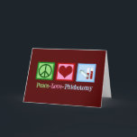 Cartão De Festividades Phlebotomist Peace Love Phlebotomy Office<br><div class="desc">Um presente de Natal Phlebotomista legal para um especialista em desenhar e agulhas de sangue. Um sinal de paz,  coração e frascos de sangue. Flebotomia do Amor pela Paz.</div>