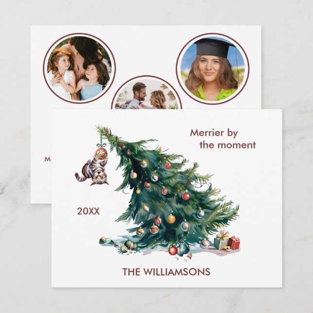 Cartão De Festividades Photo 3 Perigoso para Árvore de Natal Divertido (Frente/Verso)