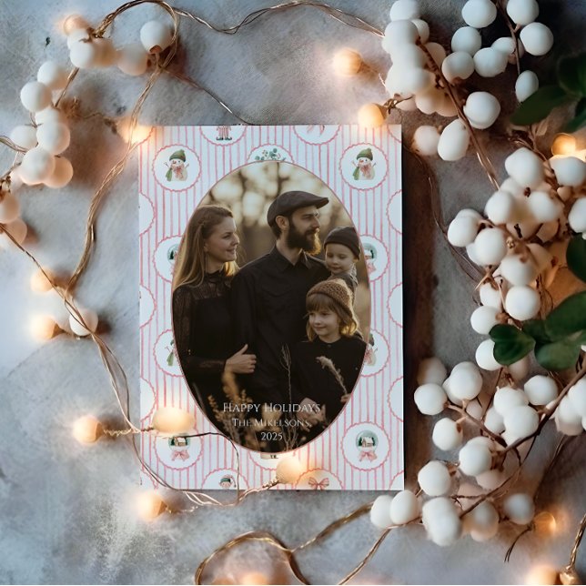 Cartão De Festividades Photo Blush Snowman Christmas (Criador carregado)