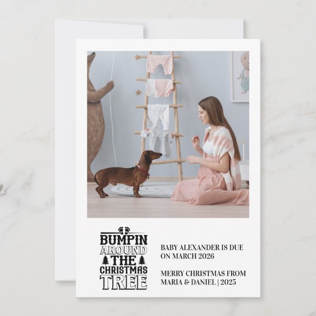 Cartão De Festividades Photo Bumpin’ Around the Christmas Tree Pregnancy  (Frente)
