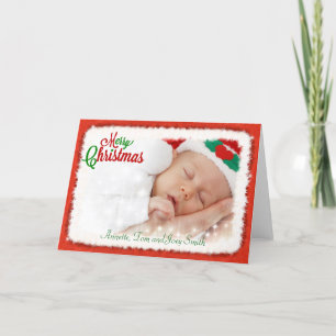 Cartão De Festividades Photo Christmas Card with Santa Claus Frame