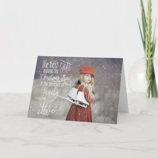 Cartão De Festividades Photo Christmas Card with Snow Overlay (Frente)