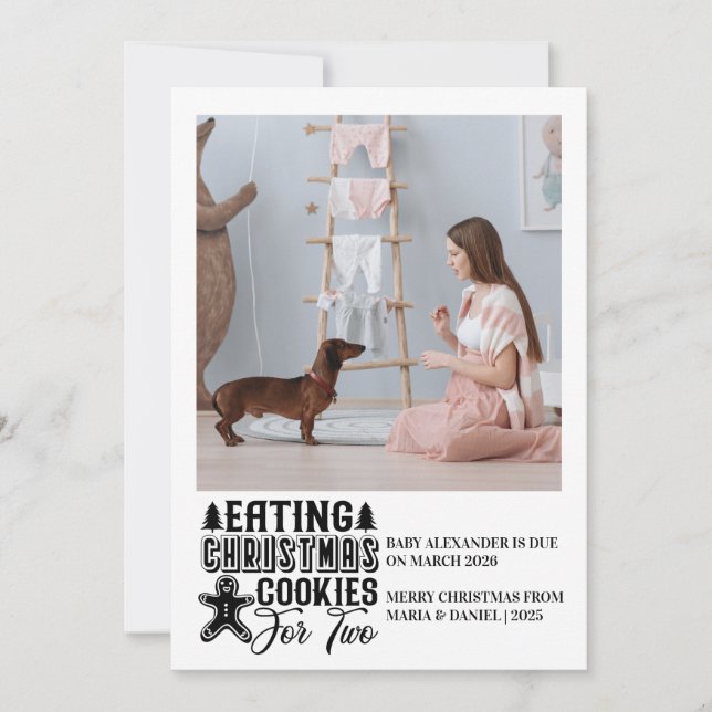 Cartão De Festividades Photo Christmas Cookies for 2 Pregnancy  (Frente)