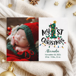 Cartão De Festividades Photo Christmas Tree Lights First Christmas