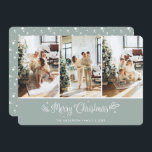 Cartão De Festividades Photo Collage Stars Modern Merry Christmas Card<br><div class="desc">Uma bela colagem fotográfica Cartão de Natal Merry com saudação caligráfica na frente e um padrão estrelado na parte de trás. Personalize facilmente este moderno cartão de feriado fotográfico com as suas fotografias,  o nome da família e o ano.</div>