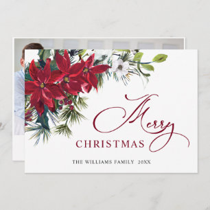 Cartão De Festividades PHOTO Elegante Poinsettia Saudação de Natal