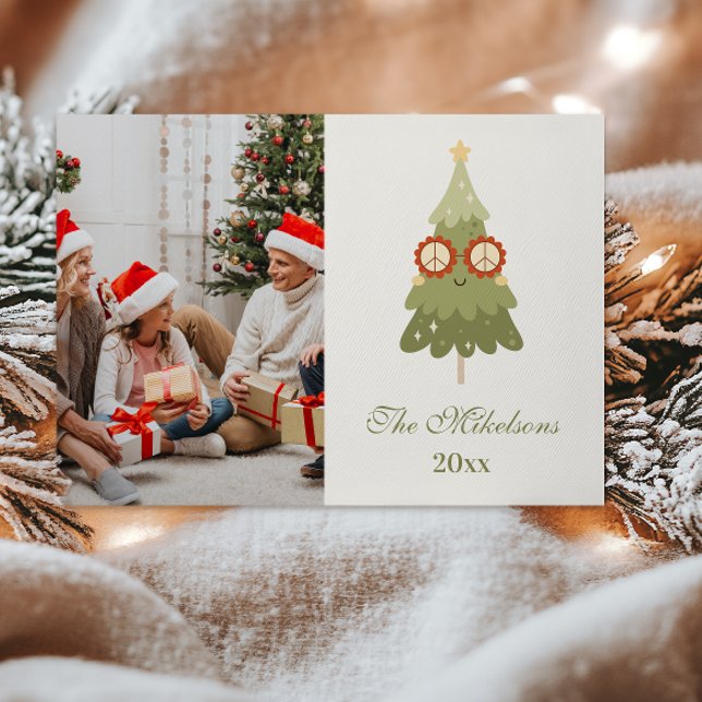 Cartão De Festividades Photo FGroovy Retro Bow Christmas (Criador carregado)