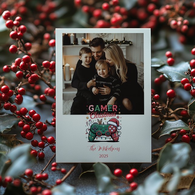 Cartão De Festividades Photo Funny Gamer Christmas (Criador carregado)