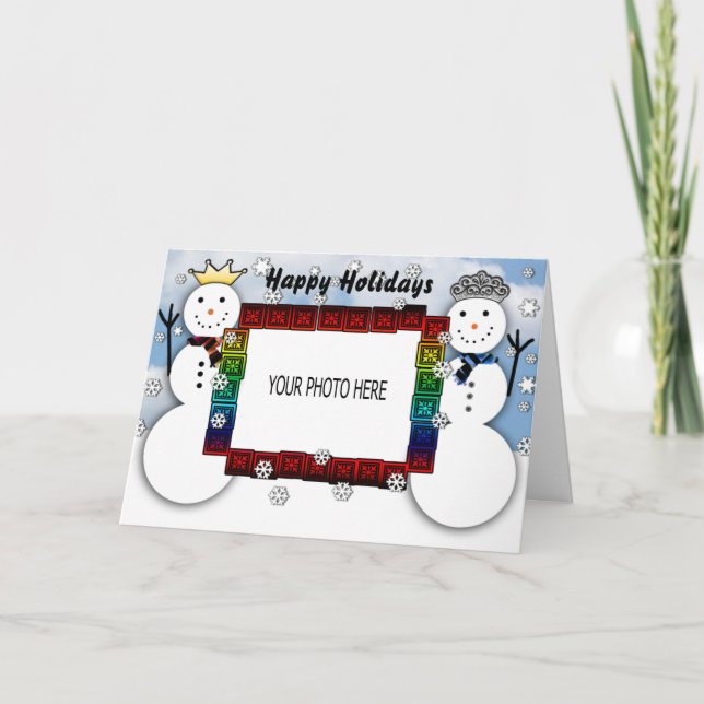 Cartão De Festividades Photo Greeting Card King and Queen Snowman (Frente)