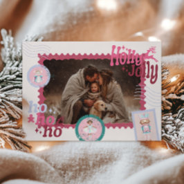 Cartão De Festividades Photo Groovy Nutcracker Retro Pastel Christmas