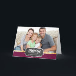 Cartão De Festividades PHOTO HOLIDAY gold foil band chalkboard sign plum<br><div class="desc">Send and extra special message with style and pizzazz this year... Personalized with your details & photos my modern holiday products are sure to stand out from the flurry of greetings your friends and family will receive this season and will make a special memento that will be treasured long after...</div>
