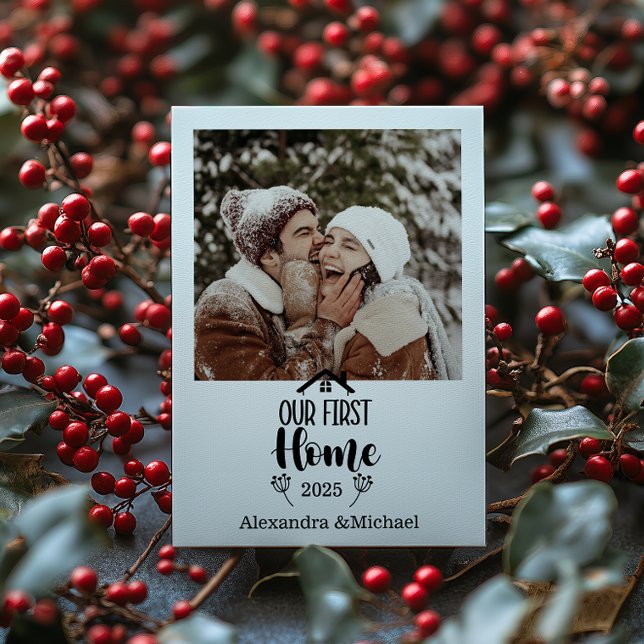 Cartão De Festividades Photo Minimialist Christmas Our First Home (Criador carregado)