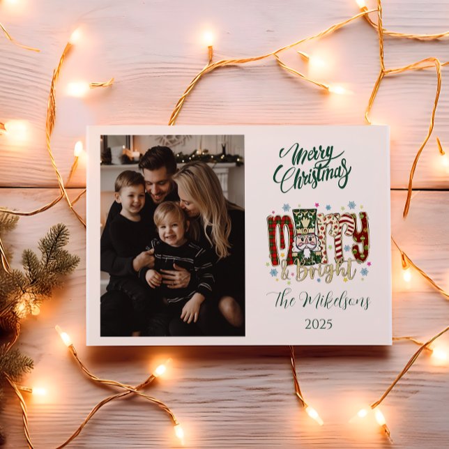 Cartão De Festividades Photo Nutcracker Merry & Bright Christmas (Criador carregado)