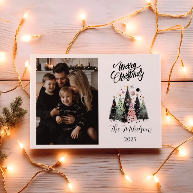 Cartão De Festividades Photo Pink Forest Christmas (Criador carregado)