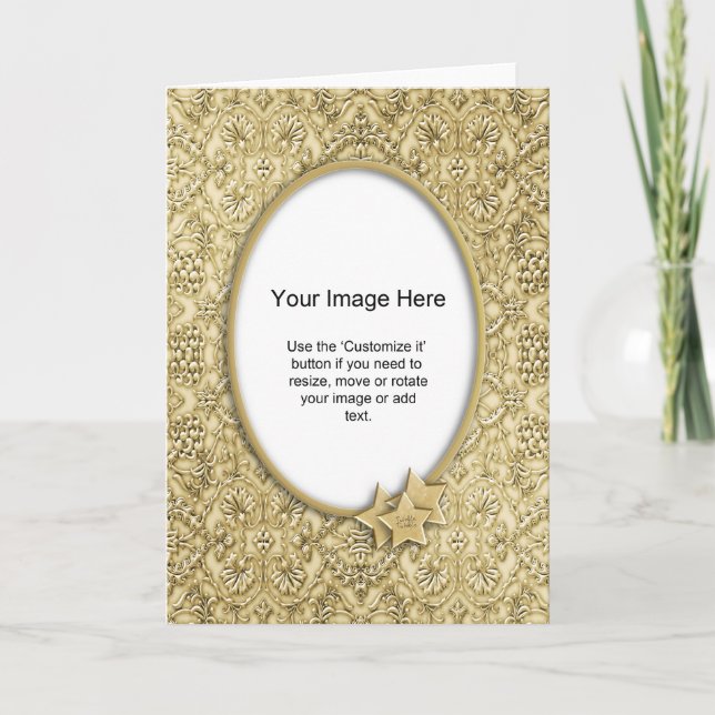 Cartão De Festividades Photo Template - Ornate Embossed Christmas Paper (Frente)