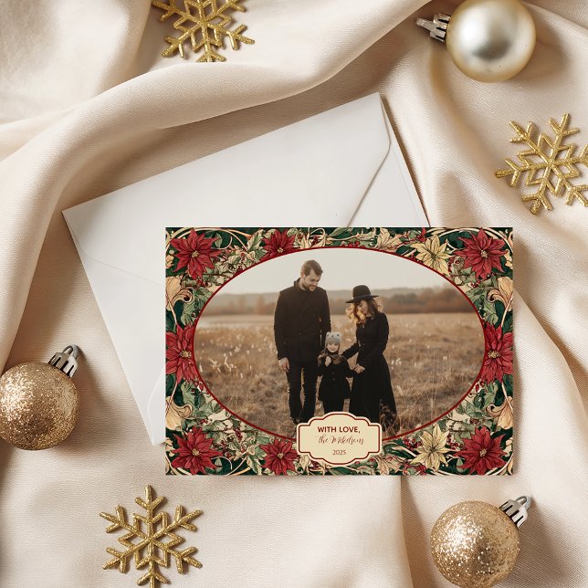 Cartão De Festividades Photo Timeless Poinsettia Holiday (Criador carregado)