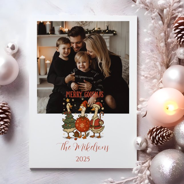 Cartão De Festividades Photo Vintage Goose Christmas (Criador carregado)