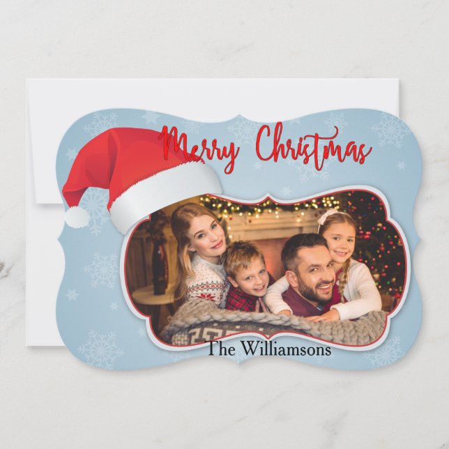 Cartão De Festividades Photo Window With Santa Hat Fancy Cut Christmas (Frente)