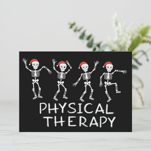 Cartão De Festividades Physical Therapist Skeleton Christmas DPT Student  (Em pé/Frente)