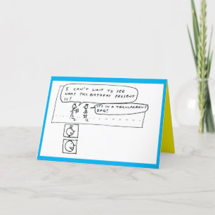 Cartão De Festividades Piada de cartoon surpresa de presente misteriosa