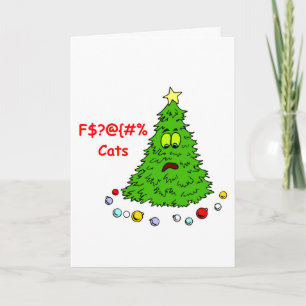 Cartão De Festividades Piada de Natal Engraçado F'n Cats Xmas