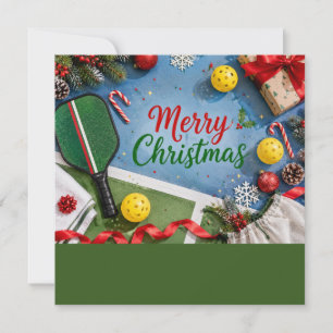 Cartão De Festividades Pickleball com Moldura de Natal