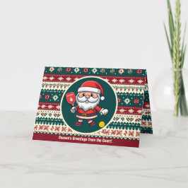 Cartão De Festividades Pickleball de Natal personalizável