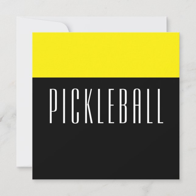 Cartão De Festividades PICKLEBALL Diversão Preto Brilho Amarelo Amarelo (Frente)
