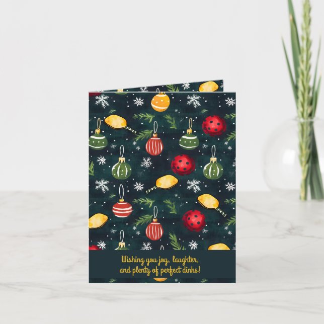 Cartão De Festividades Pickleball 🎄 Feliz Natal, texto personalizado (Frente)