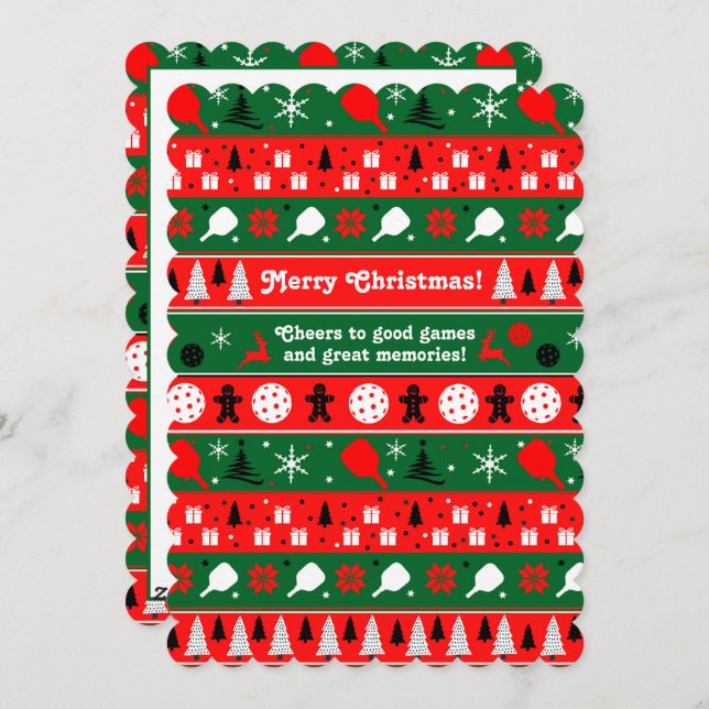 Cartão De Festividades Pickleball Holiday Cheer (Frente/Verso)