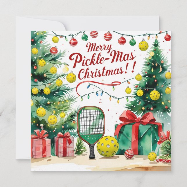 Cartão De Festividades Pickleball Natal temido com Papai Noel (Frente)