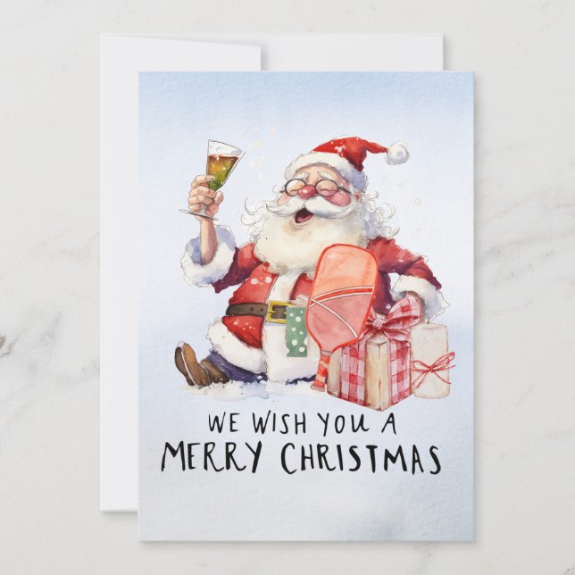 Cartão De Festividades Pickleball Natal temido com Papai Noel (Frente)