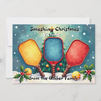 Cartão De Festividades Pickleball🎅Paddle Bells & Holly Smashes