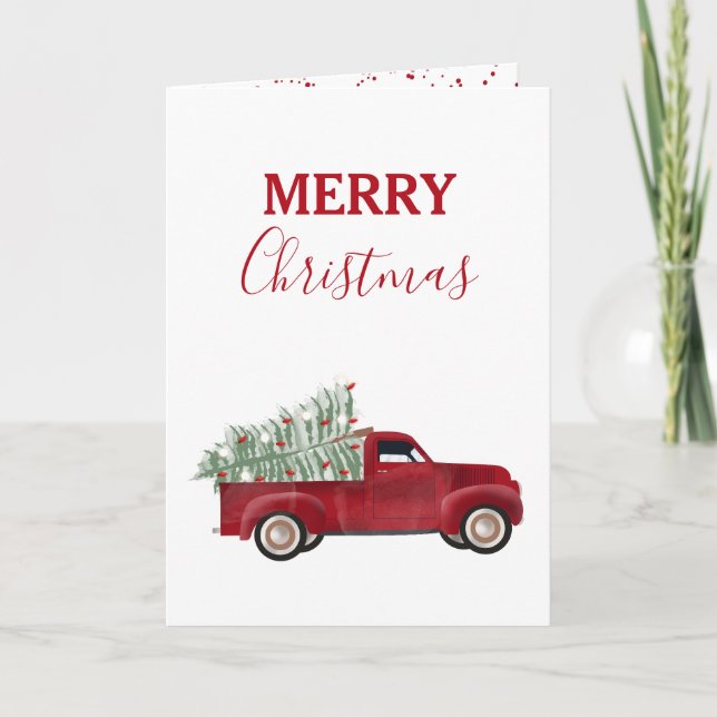 Cartão De Festividades Pickup de Natal - Árvore de Natal (Frente)