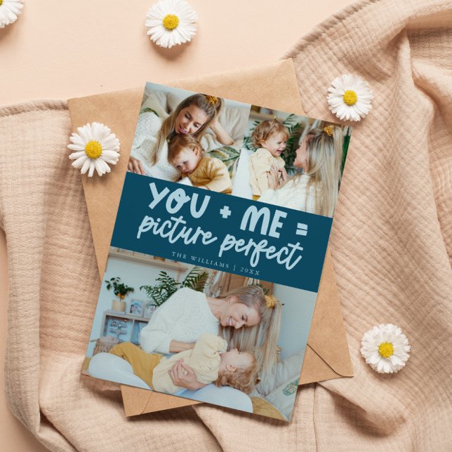 Cartão De Festividades Picture Perfect Teal Photo Valentines Day (Criador carregado)