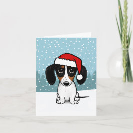 Cartão De Festividades Piebald Dachshund Papais noeis Wiener Dog Natal