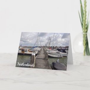 Cartão De Festividades Pier com barcos e iates em Marken Países Baixos