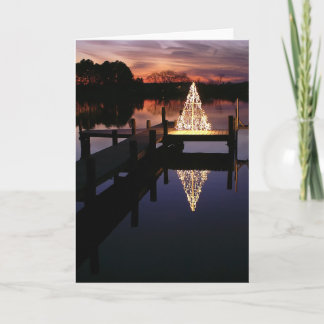 Cartão De Festividades Pier Tree Reflection Christmas Card