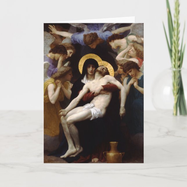 Cartão De Festividades Pieta de Bouguereau (Frente)