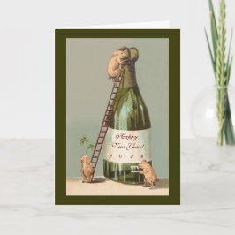 Cartão De Festividades Pigs and Champagne; Cute 2016 New Year's Card