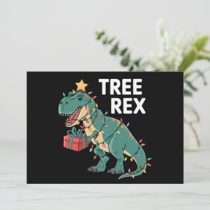 Cartão De Festividades Pijamas de árvore de Natal dinossauro Rex Luzes de