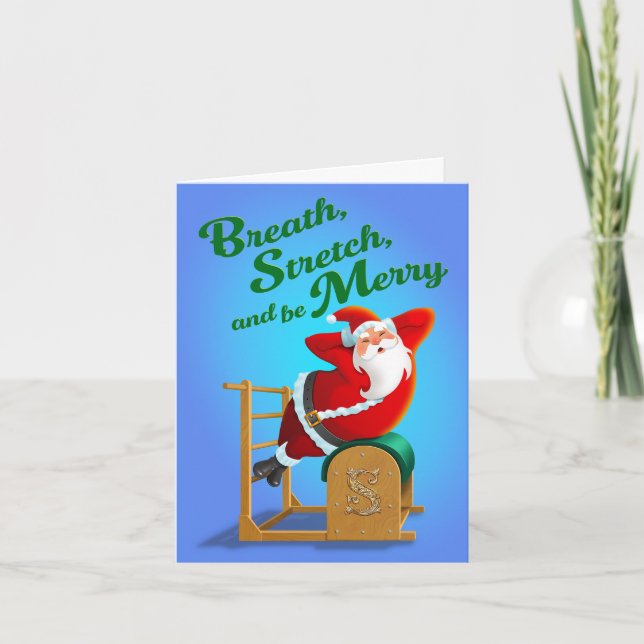 Cartão De Festividades Pilates Holiday Card - Esticar o respirador e ser  (Frente)