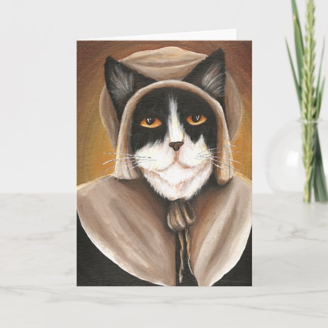 Cartão De Festividades Pilgrim Cat Puritan in Colonial Dress Card (Frente)