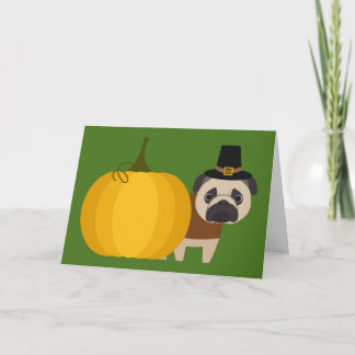 Cartão De Festividades Pilgrim Thanksgiving Pug