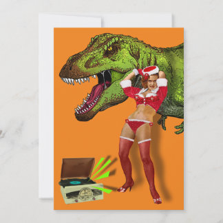 Cartão De Festividades Pin-up de Natal Jurássico