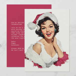 Cartão De Festividades Pin-Up de Natal Retro Sorridente