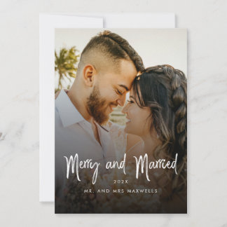 Cartão De Festividades Pincel Script Natal de Casais Felizes e Casados