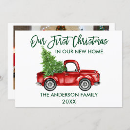 Cartão De Festividades Pincel Script Truck Primeiro Natal Nova Foto Home