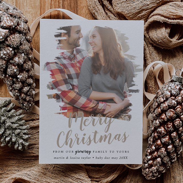 Cartão De Festividades Pincel Tan Feliz Natal Da Nossa Família Crescente (Criador carregado)